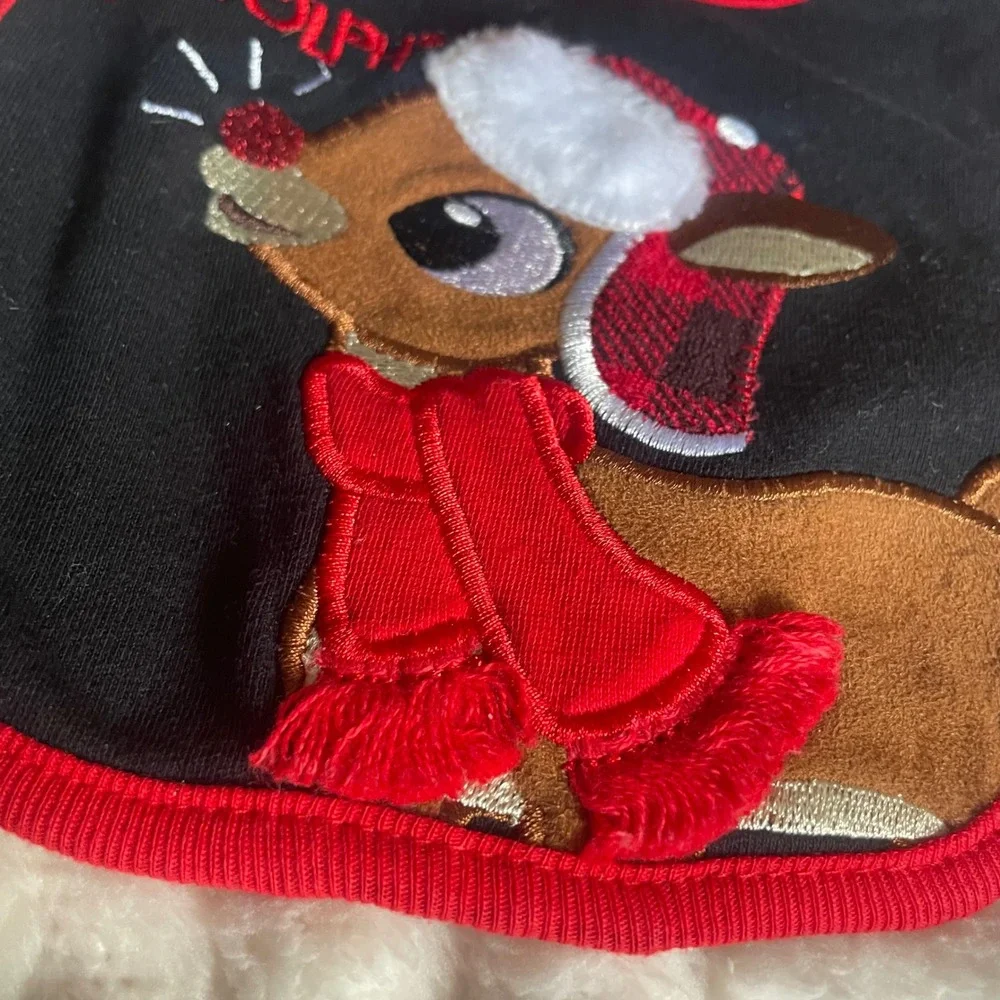 Rudolf Christmas baby bib Janie & Jack‎ cotton blend blue fish socks new